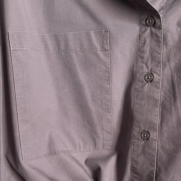 Garage Taupe Gray Cropped Button Down Shirt, Size M - Picture 4 of 7